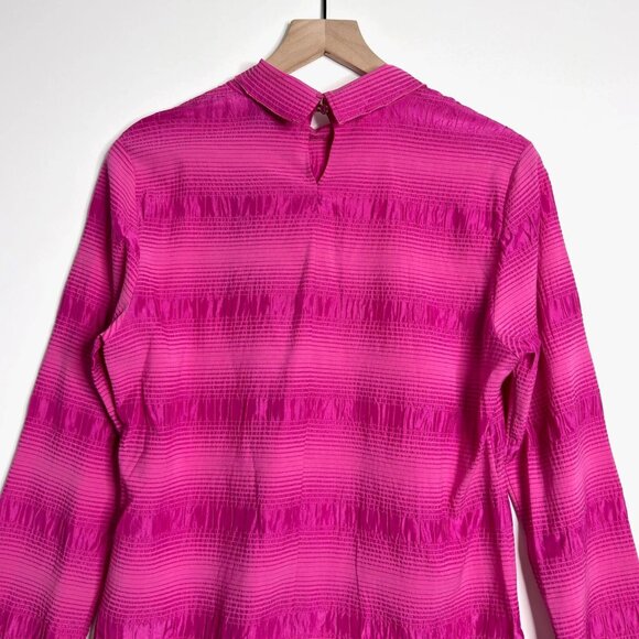 RACHEL COMEY Varda Top Seersucker High Neck Blouse Silk Cotton Blend Pink 8 NWT - Picture 5 of 9